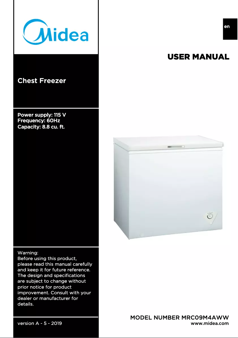 Page 1 de la notice Manuel utilisateur Midea MRC09M4AWWC