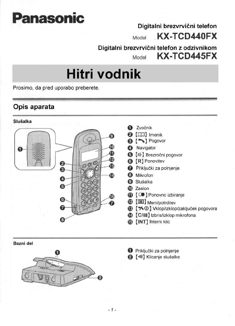 Imagen de la primera página del manual del dispositivo KX-TCD445FXS