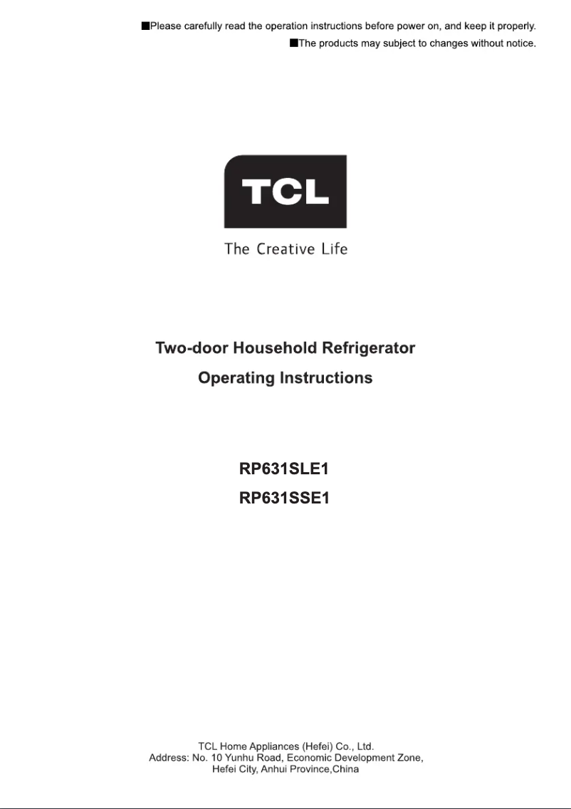 Page 1 de la notice Manuel utilisateur TCL RP631SLE1