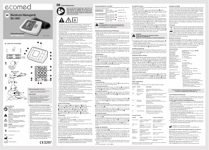 Image de la première page du manuel de l'appareil BU-90E