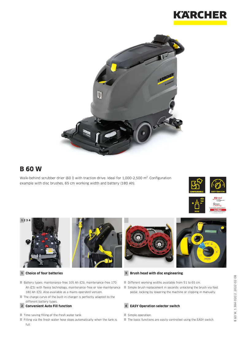 Page n°1 - Manuel utilisateur Kärcher B 60 W