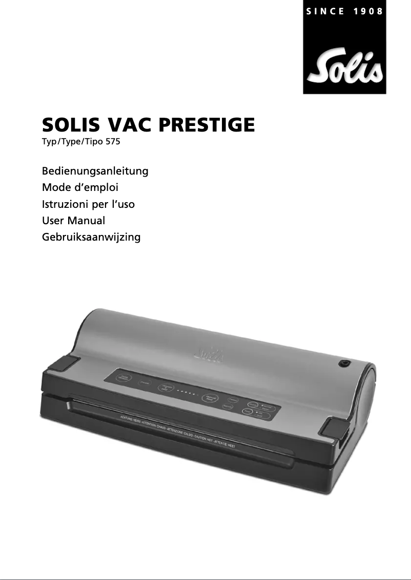 Image de la première page du manuel de l'appareil Vac Prestige 575