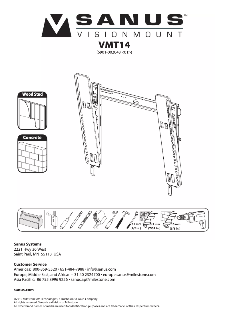 Page n°1 - Manuel utilisateur Sanus VisionMount VMT14