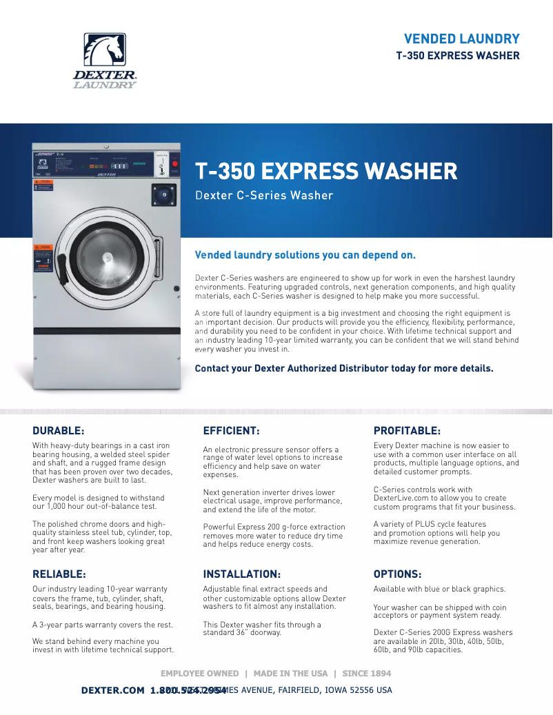 Page n°1 - Fiche technique Dexter Laundry T-350 Express