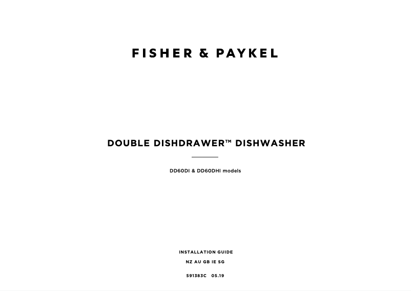 Page 1 de la notice Guide d'installation Fisher & Paykel DD60SI9