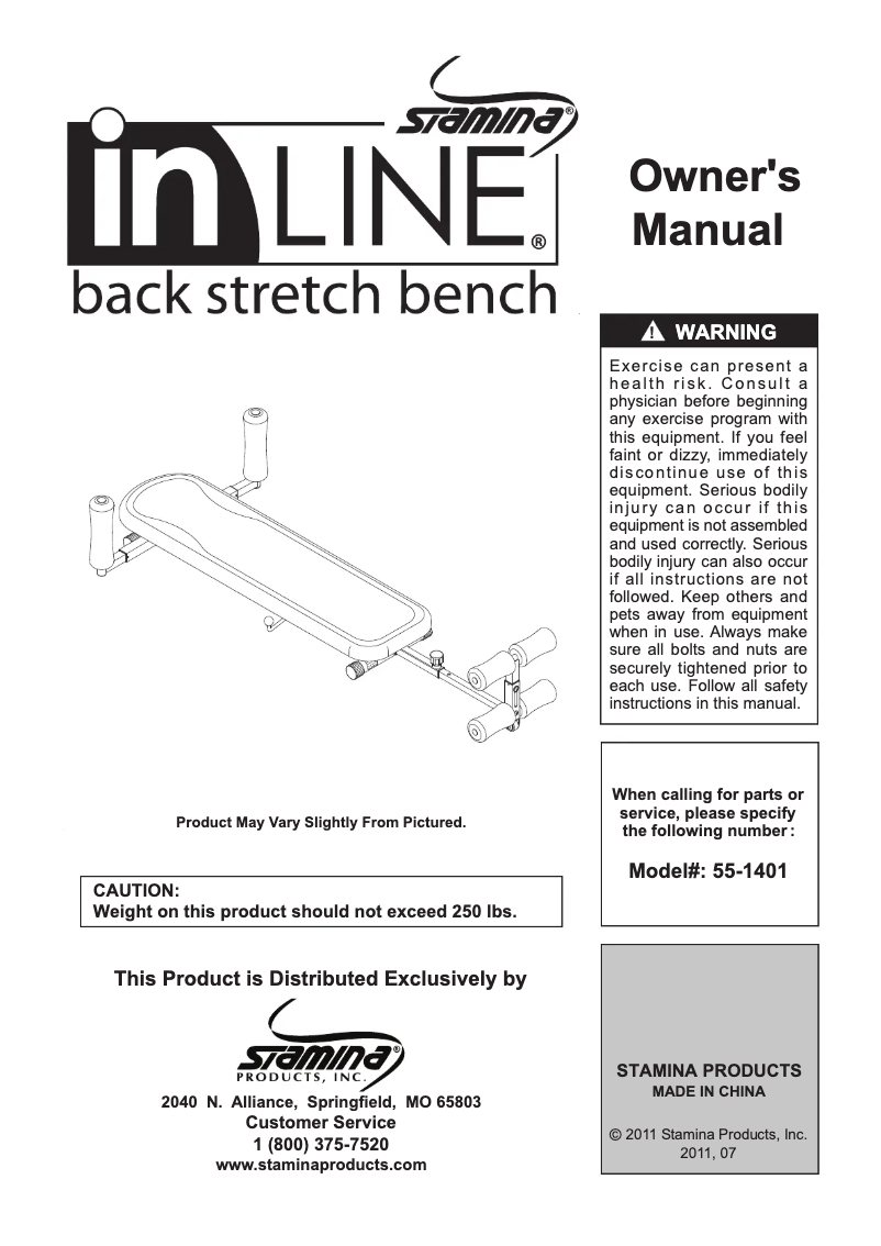 Page 1 de la notice Manuel utilisateur Stamina 55-1401