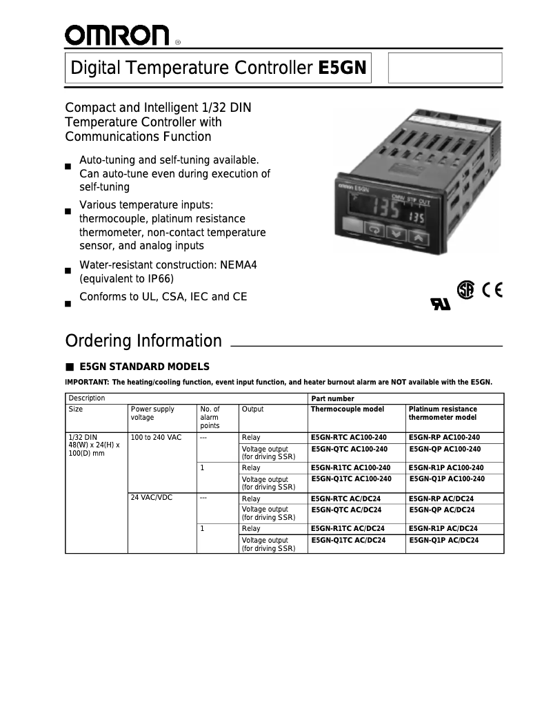 Imagen de la primera página del manual del dispositivo E5GN