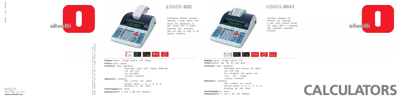 Page n°1 - Manuel utilisateur Olivetti Logos 802