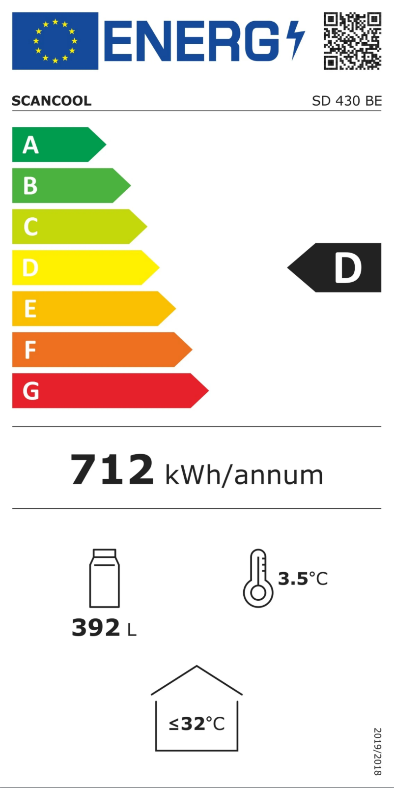 Page n°1 - Label énergétique Scancool SD 430 BE