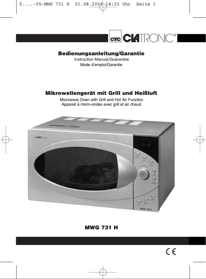 Page n°1 - Manuel utilisateur Clatronic MWG 731 H