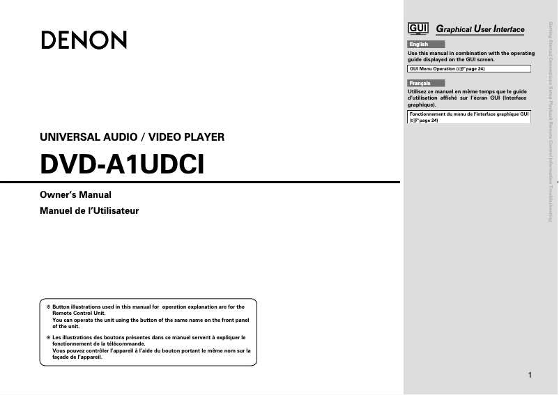 Página 1 del manual Manual de usuario Denon DVD-A1UDCI