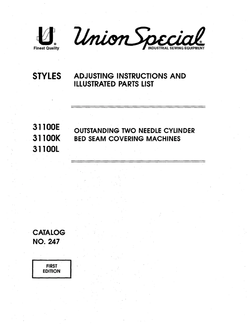 Page n°1 - Manuel utilisateur Union Special 31100L