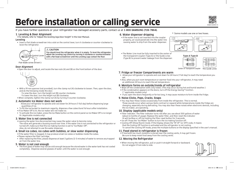 Page n°1 - Guide de démarrage rapide Samsung RS28A500ASG