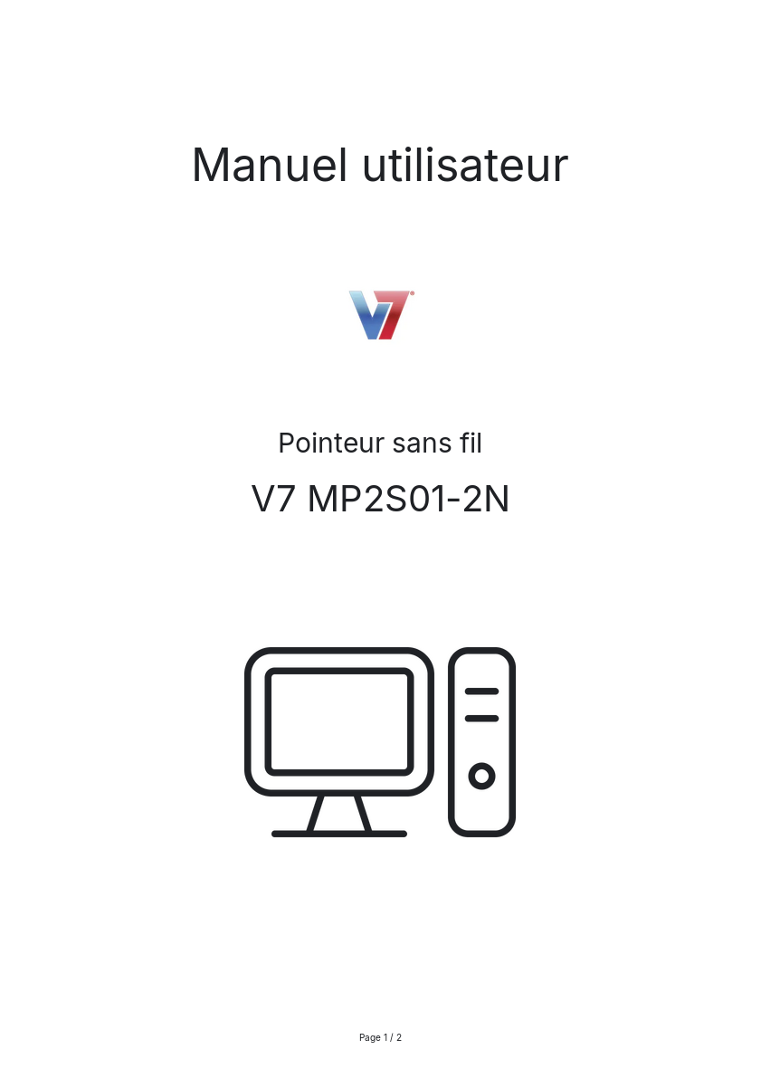 Page n°1 - Manuel utilisateur V7 MP2S01-2N