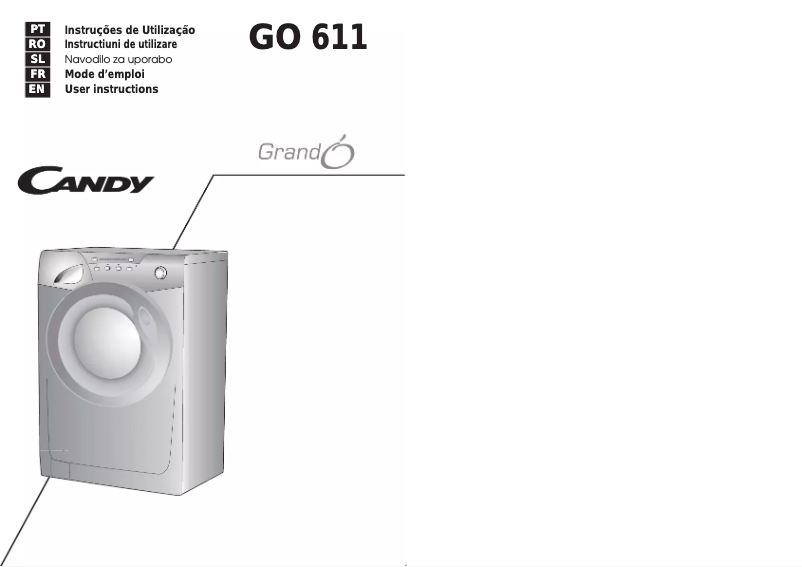 Page n°1 - Manuel utilisateur Candy GO 611