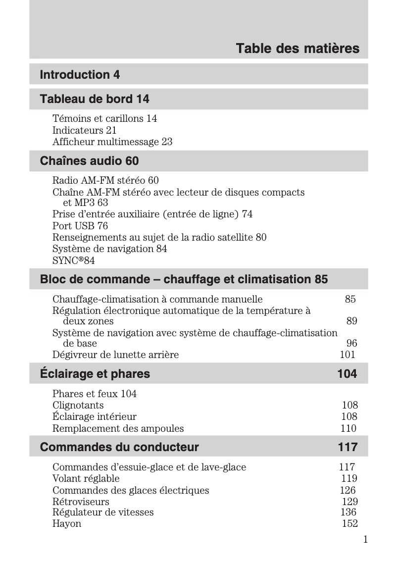 Page 1 de la notice Manuel utilisateur Ford F-150 (2012)