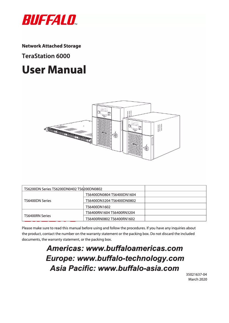 Page 1 de la notice Manuel utilisateur Buffalo TeraStation 6400DN
