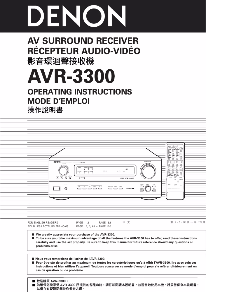 Page n°1 - Manuel utilisateur Denon AVR-3300