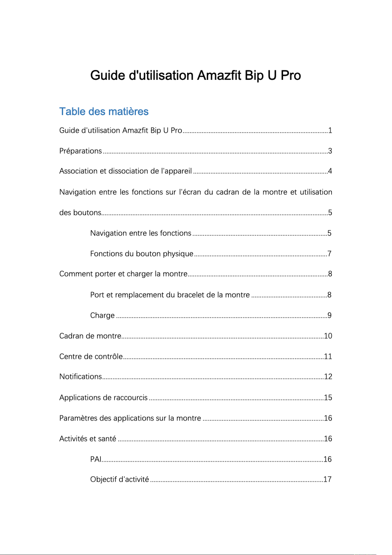 Image de la première page du manuel de l'appareil Bip U Pro