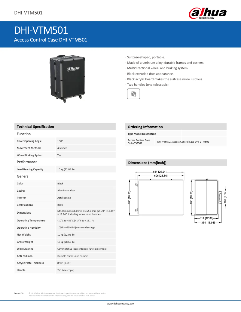Page n°1 - Fiche technique Dahua Technology VTM501