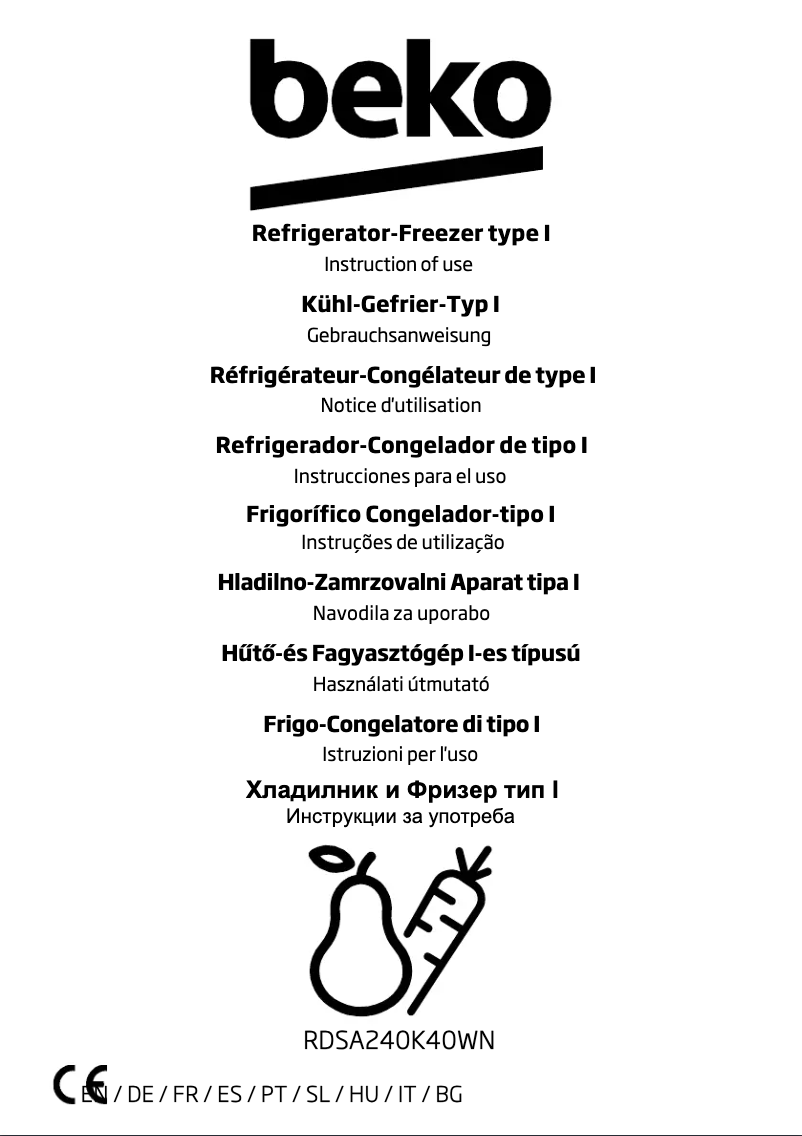 Page 1 de la notice Manuel utilisateur Beko RDSA240K40WN