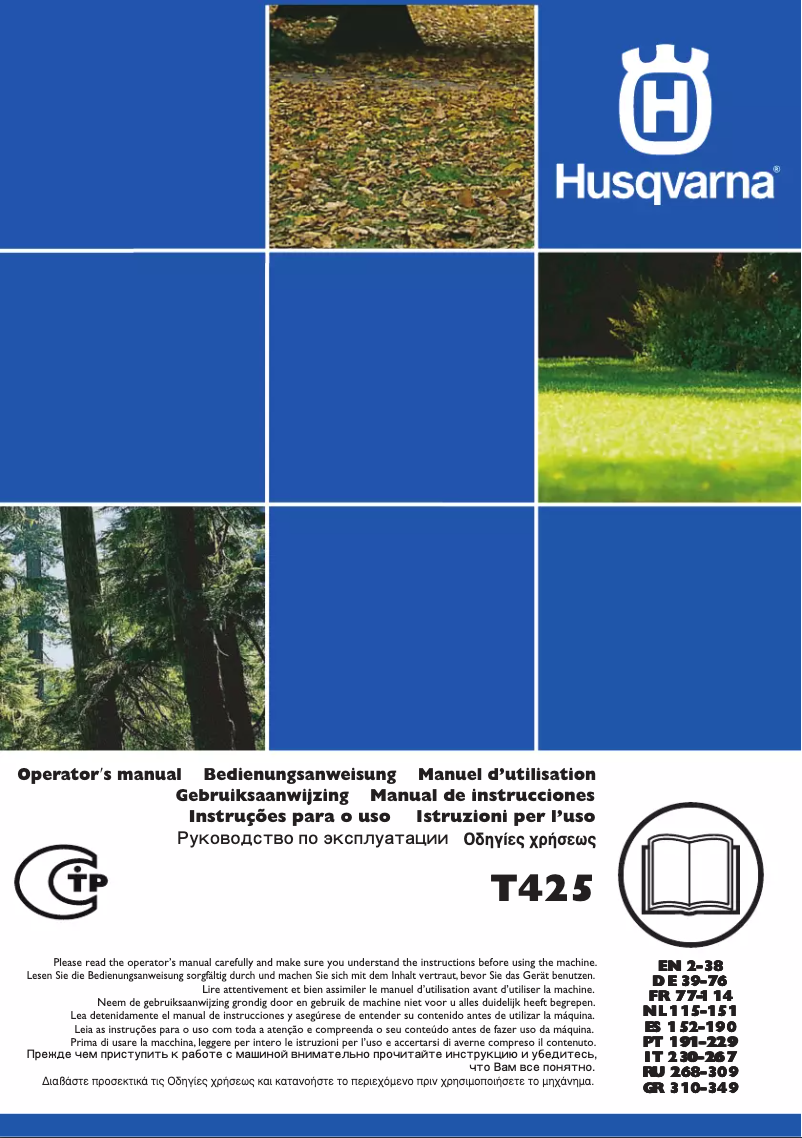 Page n°1 - Manuel utilisateur Husqvarna T425