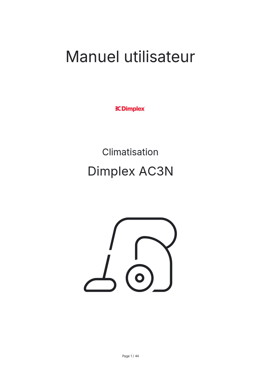 Page n°1 - Manuel utilisateur Dimplex AC3N