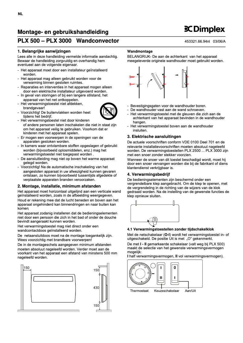 Page n°1 - Manuel utilisateur Dimplex PLX 1500