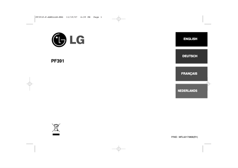 Page 1 de la notice Manuel utilisateur LG PF391