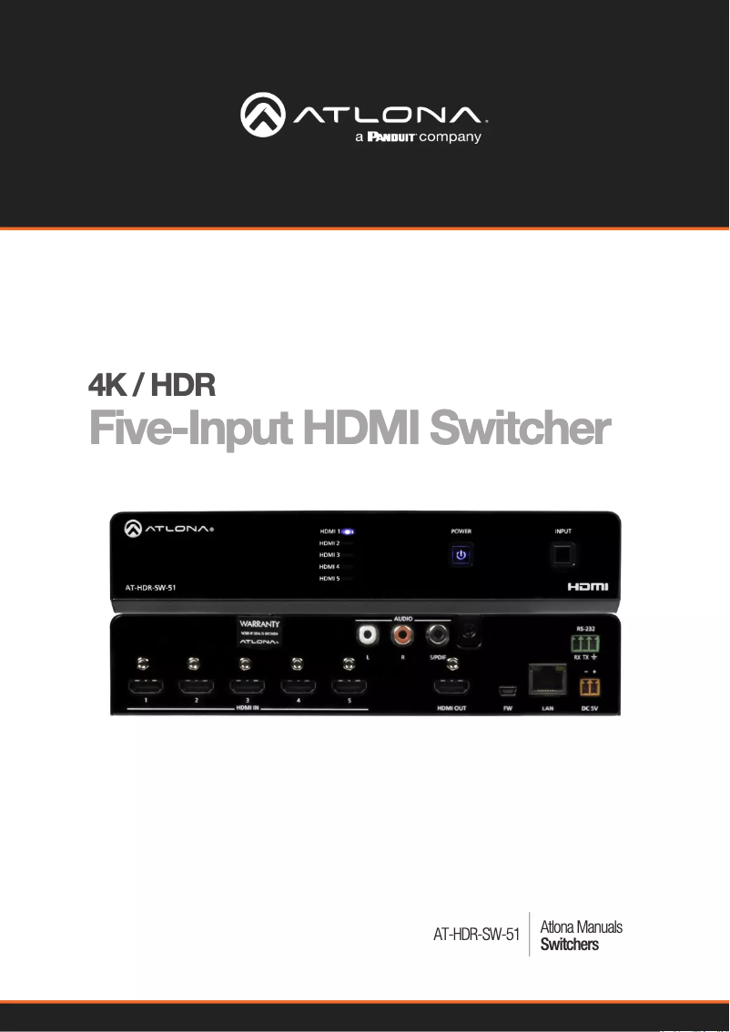 Page 1 de la notice Manuel utilisateur Atlona HDR-SW-51