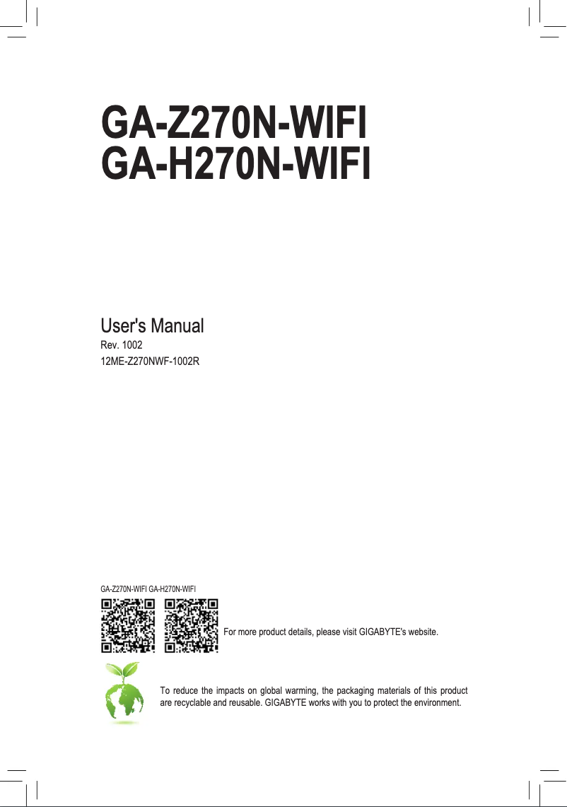 Image de la première page du manuel de l'appareil GA-Z270N-WIFI