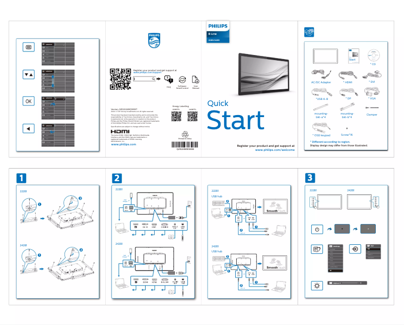 Page 1 of the manual Quick Start Guide Philips B Line 222B1TFL