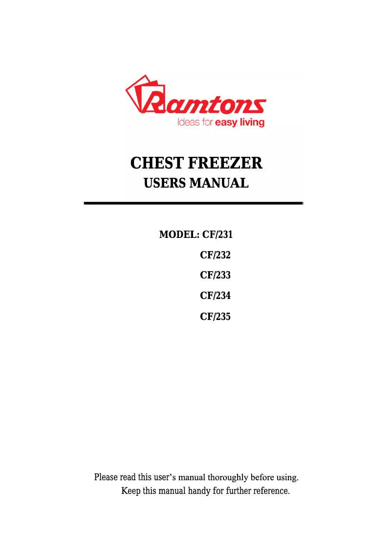 Page n°1 - Manuel utilisateur Ramtons CF/232