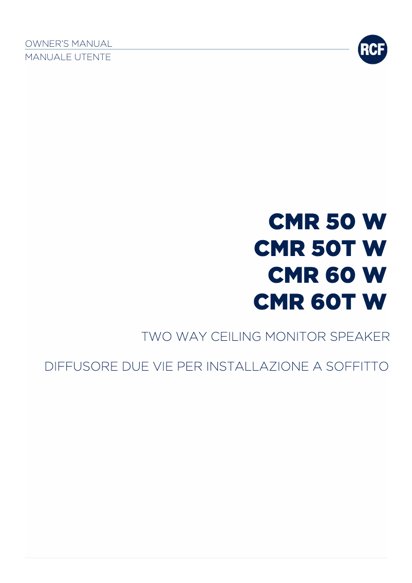 Page 1 de la notice Manuel utilisateur RCF CMR 60