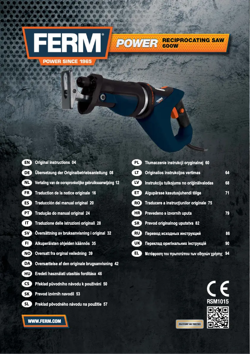 Page 1 de la notice Manuel utilisateur Ferm RSM1015
