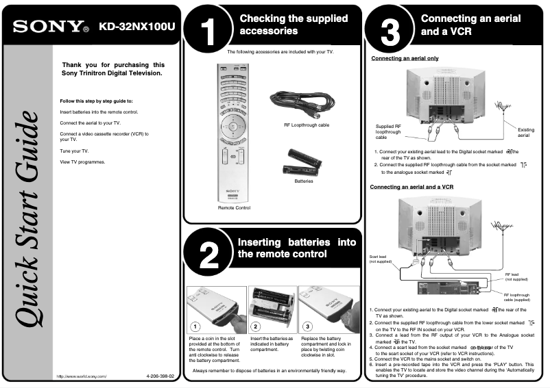 Page n°1 - Guide d'installation Sony KD-32NX100U