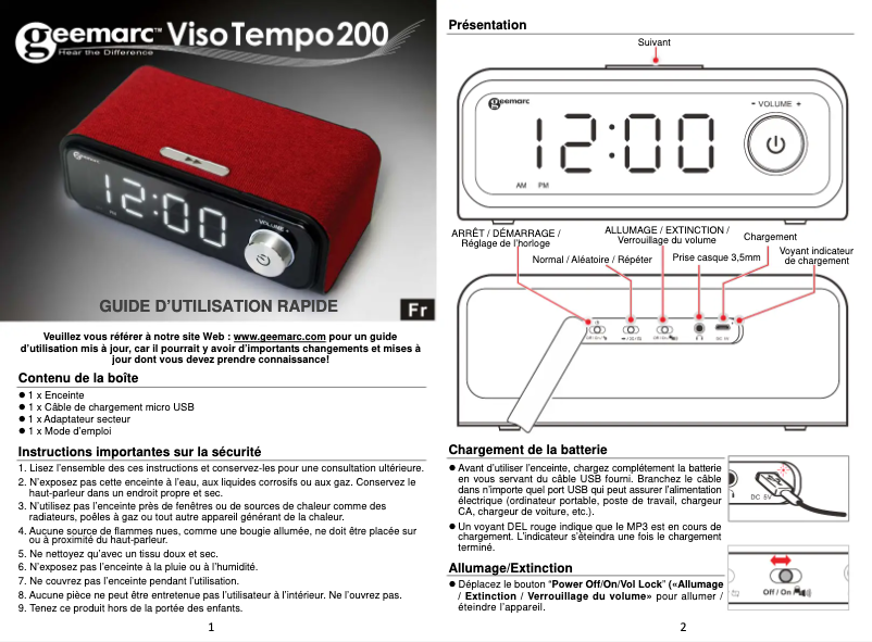 Image de la première page du manuel de l'appareil VisoTempo200