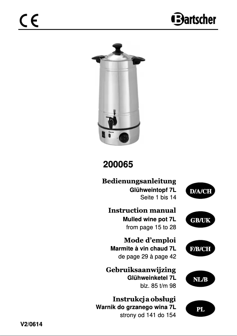 Page n°1 - Manuel utilisateur Bartscher 200065
