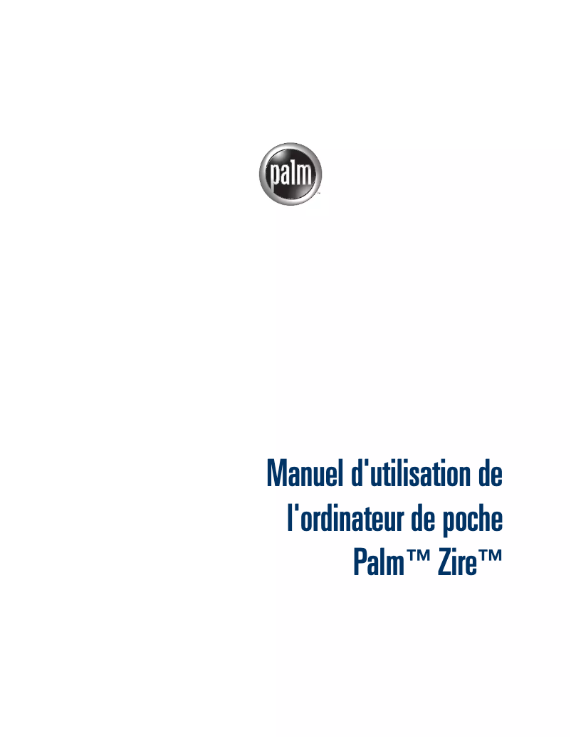 Page 1 de la notice Manuel utilisateur Palm Zire