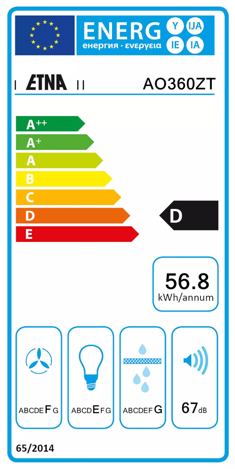 Page 1 de la notice Label énergétique Etna AO360ZT