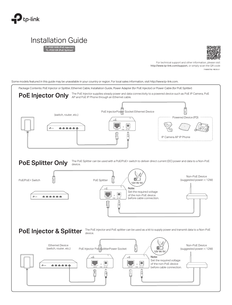 Page 1 de la notice Mode d'emploi TP-Link TL-POE2412G