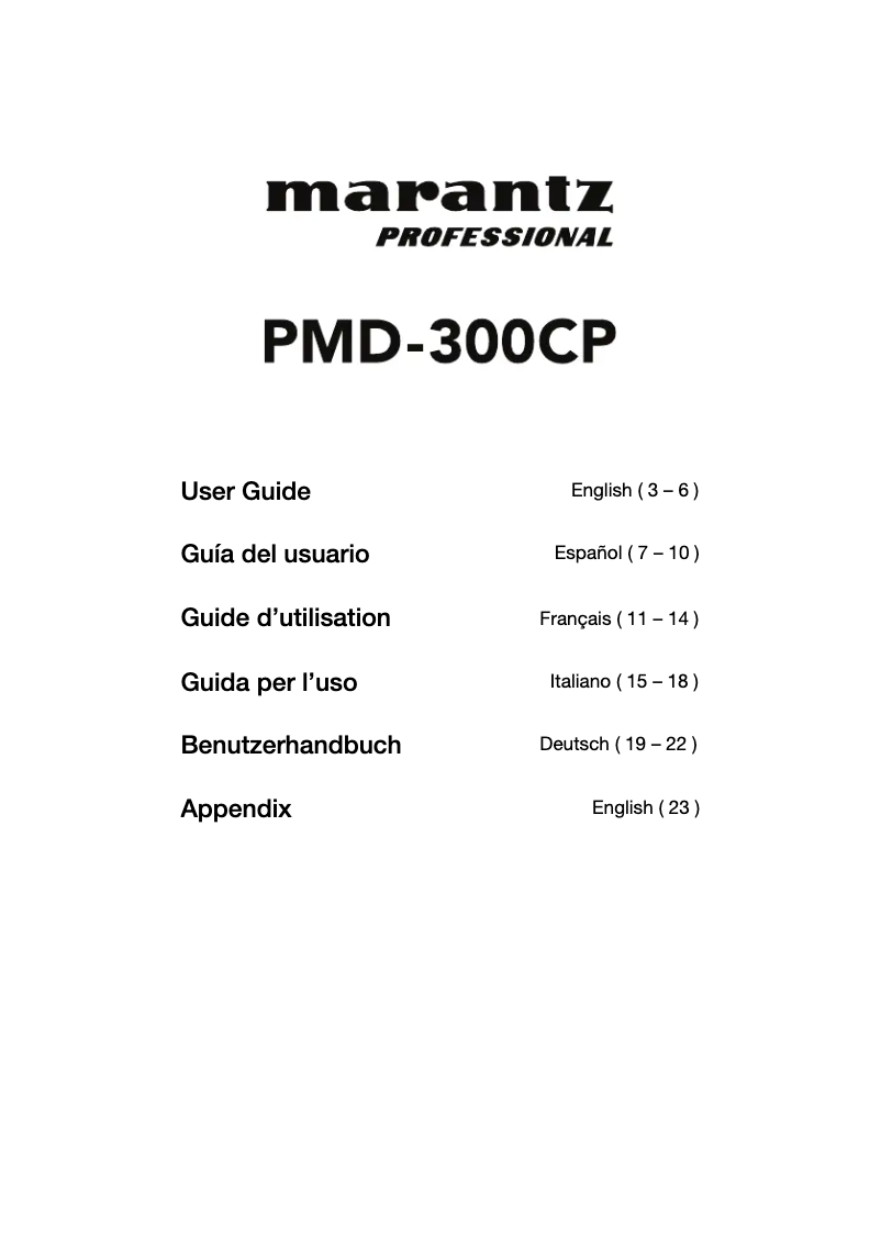 Image de la première page du manuel de l'appareil PMD-300CP