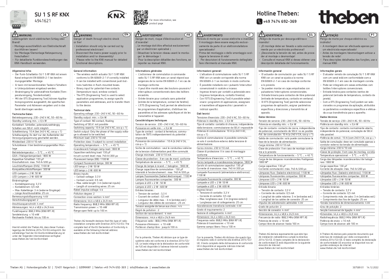 Image de la première page du manuel de l'appareil SU 1 S RF KNX