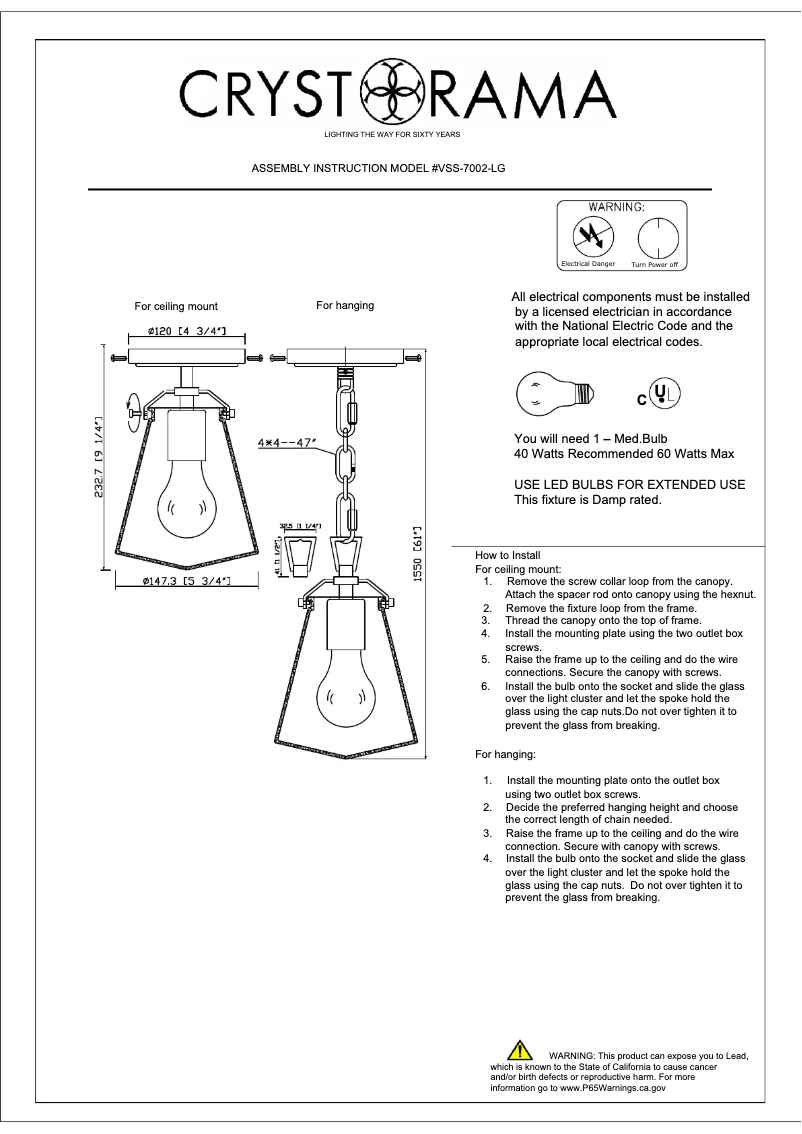 Image de la première page du manuel de l'appareil Voss VSS-7002-LG