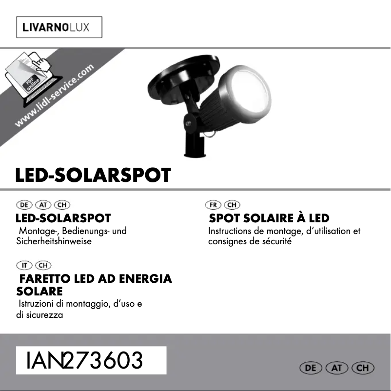 Page 1 de la notice Manuel utilisateur Livarno Lux IAN 273603