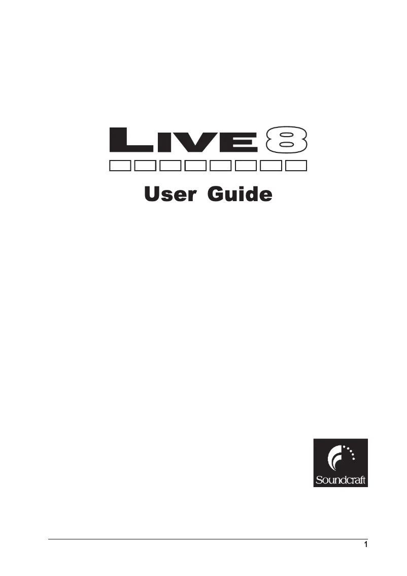 Page n°1 - Manuel utilisateur Soundcraft Live 8