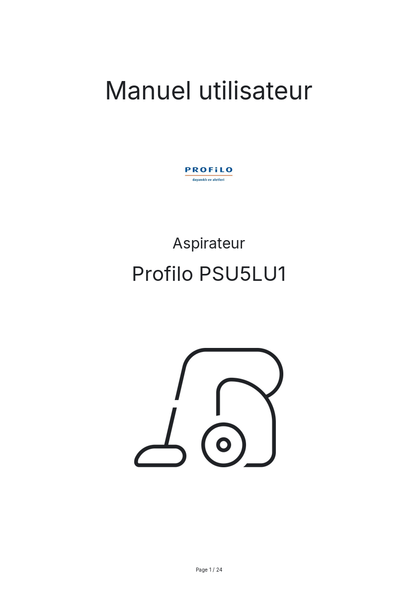 Page n°1 - Manuel utilisateur Profilo PSU5LU1