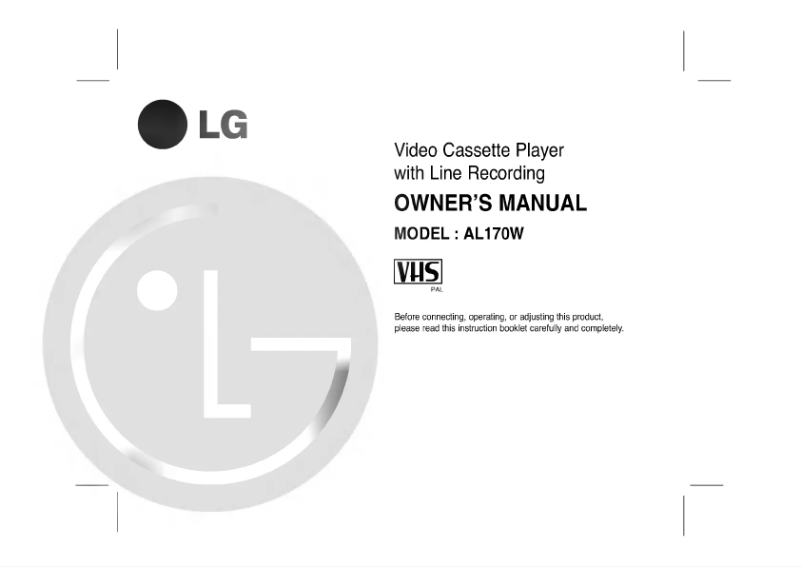 Image de la première page du manuel de l'appareil AL170W