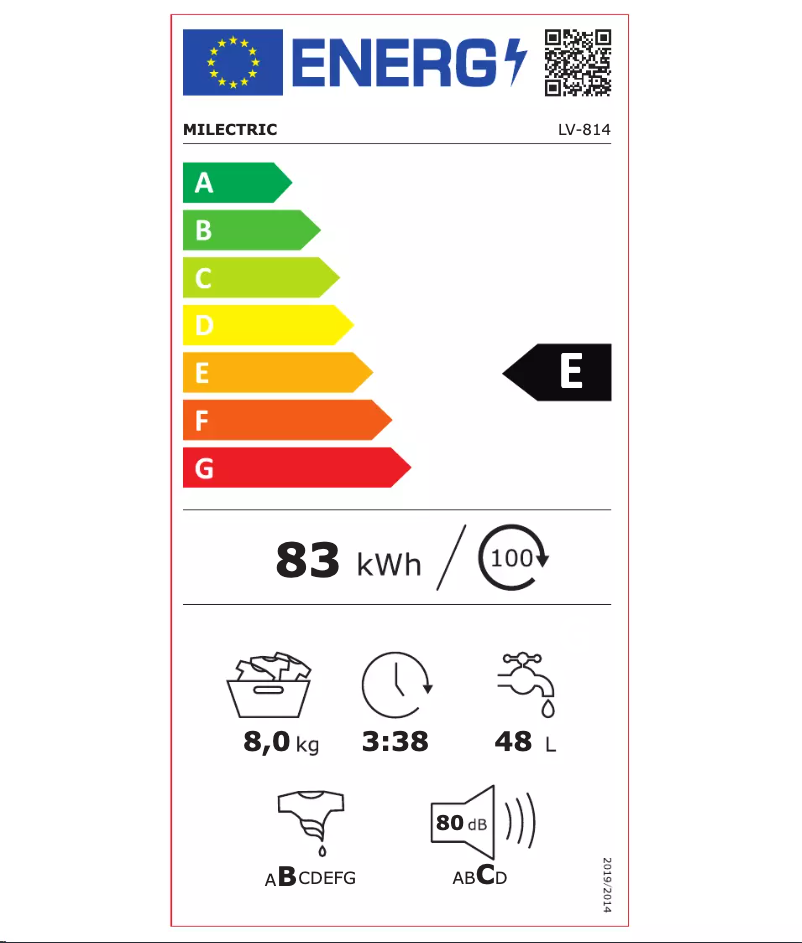 Page n°1 - Label énergétique Milectric LV-814