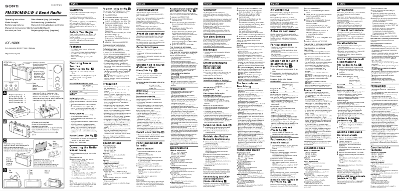 Page 1 de la notice Manuel utilisateur Sony ICF-1000L